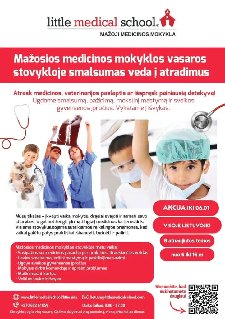 „Mažosios medicinos mokyklos“ stovykla Utenoje – nemokama: praktinė informacija