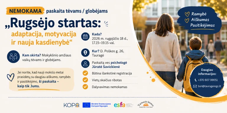 Tauragėje tėvams – nemokamas „Rugsėjo startas“