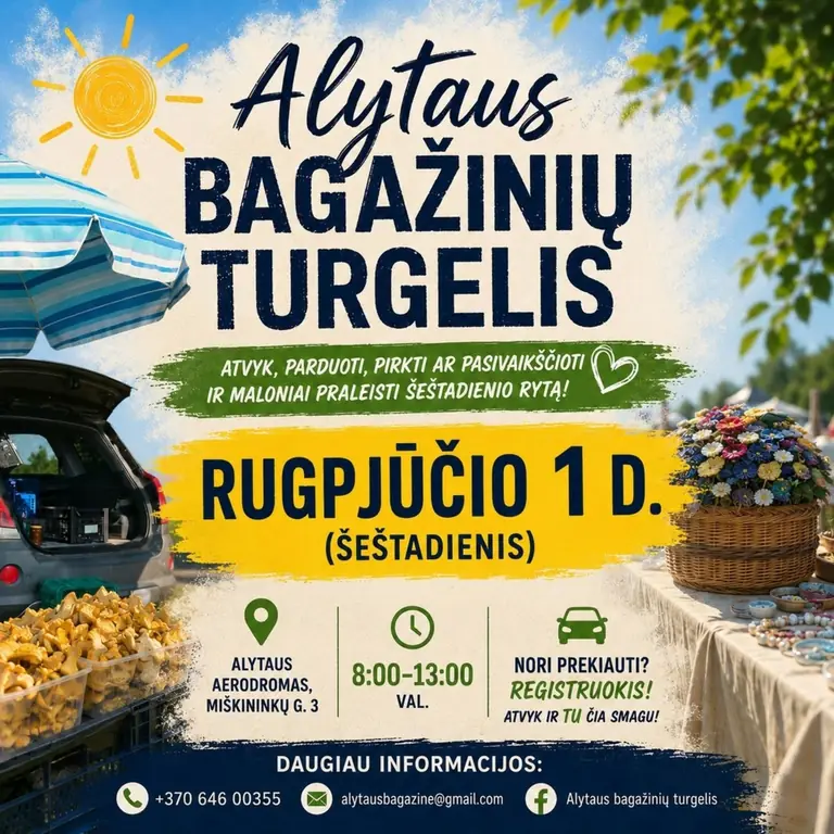 Alytaus bagažinių turgelis: rugpjūčio 9-ąją aerodrome