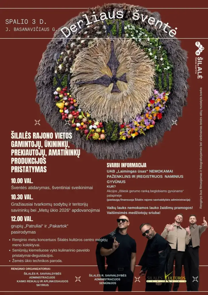 Šilalėje spalio 3-iąją – nemokama Derliaus šventė